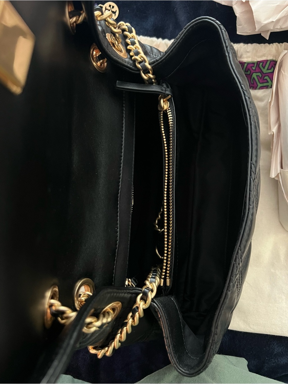 Tory Burch Black Quilted Leather Soft Fleming Shoulder Bag - Picture 14 of 14